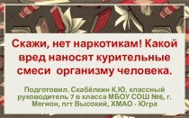 Презентация классного часа на тему Курительные смеси и их вред 7 класс ФГОС.