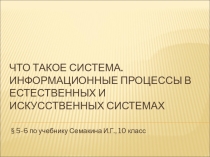 Презентация по информатике на тему Что такое система (10 класс)