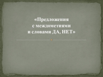 Презентация в 8 классе Предложения со словами ДА и НЕТ