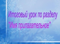 Итоговый урок по разделу Имя прилагательное