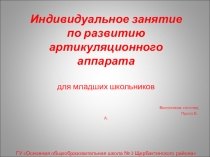 Презентация: Индивидуальное занятие по развитию артикуляционного аппарата