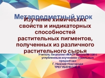 Презентация метапредметного урока Изучение химических свойств и индикаторных способностей растительных пигментов, полученных из различного растительного сырья