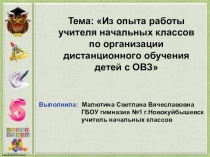 Презентация Из опыта работы учителя начальных классов по организации дистанционного обучения детей с ОВЗ
