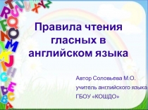 Презентация по английскому языку Правила чтения гласных в английском языке 3 класс