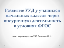 Развитие УУД у учащихся начальных классов через внеурочную деятельность