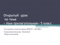 Презентация по русскому языку на тему Имя прилагательное