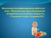 Выпускная квалификационная работа по теме: Игрушка как средство развития восприятия детей раннего возраста.