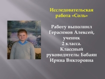 Презентация Соль для 1 - 4 классов