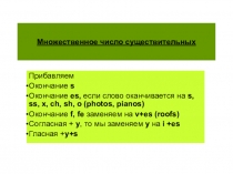 Презентация по английскому языку на тему Множественное число
