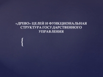 Презентация ДРЕВО ЦЕЛЕЙ И ФУНКЦИОНАЛЬНАЯ СТРУКТУРА ГОСУДАРСТВЕННОГО