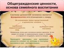 Классный час – диспут по теме: Общегражданские ценности, основа семейного воспитания