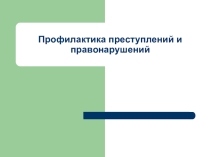 Профилактика правонарушений и преступлений