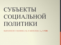 Презентация Субъекты социальной политики