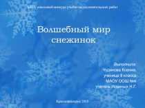 Исследование по теме Волшебный мир снежинок