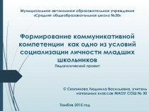 Л.В. Скопинова МАОУ СОШ №30 2015 г. Формирование коммуникативной компетенции как одно их условий социализации личности младшего школьника