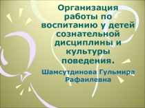 Организация работы по воспитанию у детей сознательной дисциплины и культуры поведения.