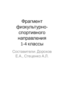 Физкультурно-спортивная программа 1-4 классы.