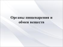 Презентация Органы пищеварения и обмен веществ