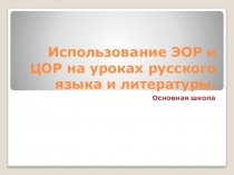 Применение электронных образовательных ресурсов сети Интернет на уроках русского языка и литературы
