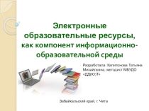 Электронные образовательные ресурсы, как компонент информационно- образовательной среды