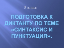 Презентация Подготовка к диктанту по теме Синтаксис. Пунктуация.