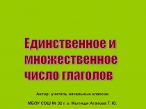 Презентация по русскому языку на тему Единственное и множественное число глаголов (2 класс).