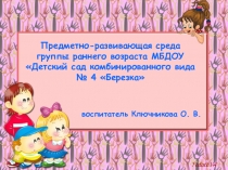 Презентация Развивающая среда в группе раннего возраста