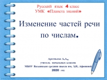 Презентация к уроку русского языка на тему Изменение частей речи по числам