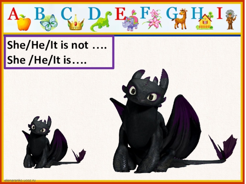 Презентация-тренажер к уроку №11 Cassie is not a monster She/He/It is not …. She /He/It is…. She/He/It is not …. She /He/It is….