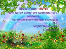 Презентация Лето для детей среднего дошкольного возраста