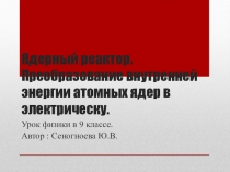 Презентация по физике на тему Ядерный реактор 9 класс