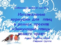 Презентация Изготовление кормушки для воспитанника детского сада