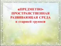 ПРЕДМЕТНО-ПРОСТРАНСТВЕННАЯ РАЗВИВАЮЩАЯ СРЕДА В СТАРШЕЙ ГРУППЕ