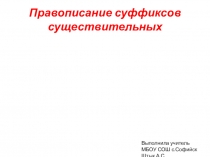 Презентация по русскому языку Правописание суффиксов существительных