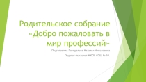 Презентация к проведению родительского собрания в 8-9 классах  Мир профессий