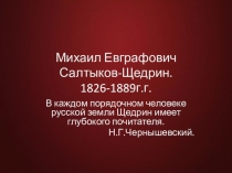 Презентация по литературе Жизнь и Творчество М.Е. Салтыкова-Щедрина
