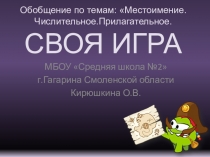 СВОЯ ИГРА. Обобщение по темам: Местоимение. Числительное.Прилагательное.