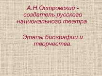 Презентация к уроку литературы Биография А.Н. Островского