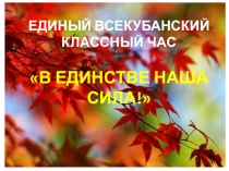 Презентация к классному часу В единстве наша сила!.
