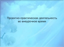 Проектно-практическая деятельность во внеурочное время