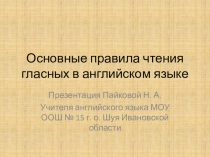 Презентация по английскому языку на тему Основные правила чтения гласных в английском языке