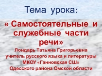 Презентация по русскому языку на тему Самостоятельные и служебные части речи (5 класс )