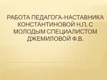 Работа педагога-наставника с молодым специалистом
