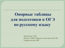 Опорные таблицы для подготовки к ОГЭ по русскому языку
