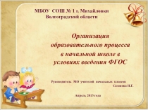 Выступление на городском семинаре по теме:Организация образовательного процесса в начальной школе в условиях введения ФГОС