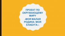 Презентация по окружающему миру на тему Моя малая родина! Моя Елабуга! (1 класс)