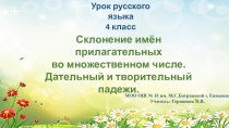 Презентация по русскому язык 4 класс Склонение имён прилагательных множественного числа в дательном и творительном падежах( 4 класс)