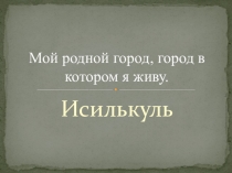 Презентация по воспитательной работе Мой родной город, город в котором я живу.