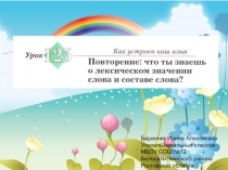 Презентация к уроку русского языка №125 Повторение: что ты знаешь о лексическом значении слова и составе слова? (Начальная школа 21 века)