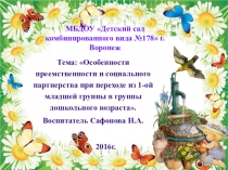 Особенности преемственности и социального партнерства при переходе из 1-ой младшей группы в группы дошкольного возраста.